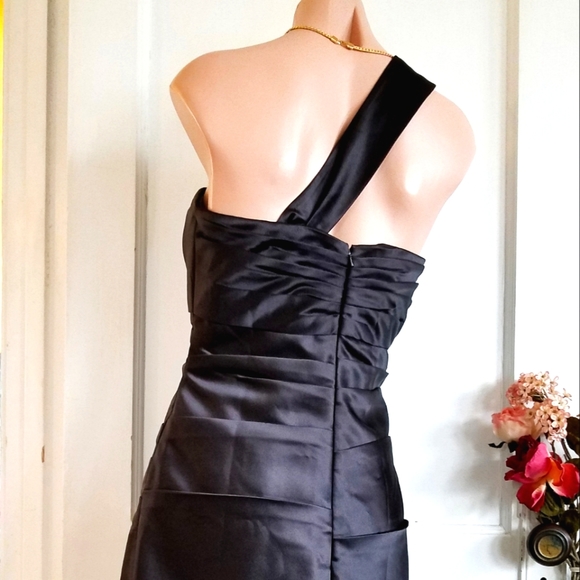 Bill Levkoff formal satin dress black size 10 - Picture 7 of 14